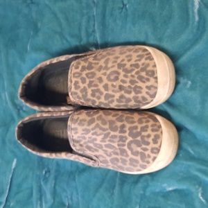 Leopard print slip ons
